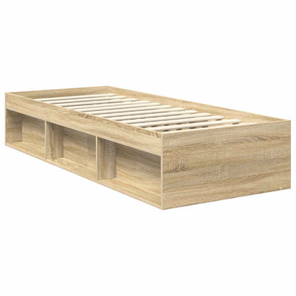 Bed Frame with Headboard Sonoma Oak 75 x 190 cm Solid Pine Wood