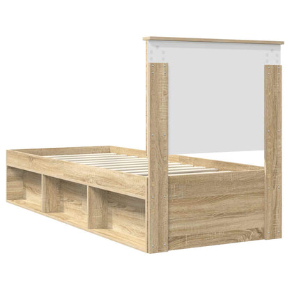 Bed Frame with Headboard Sonoma Oak 75 x 190 cm Solid Pine Wood