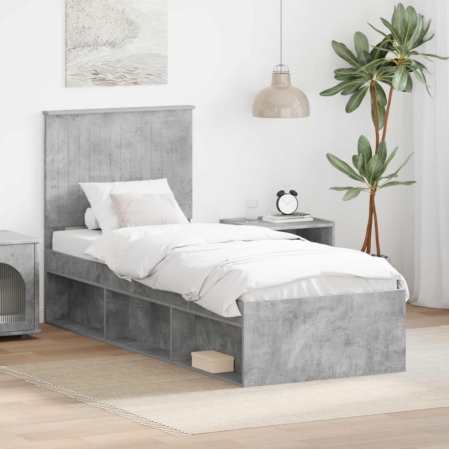 Bed Frame Concerte Grey 75 x 190 cm Solid Pine Wood