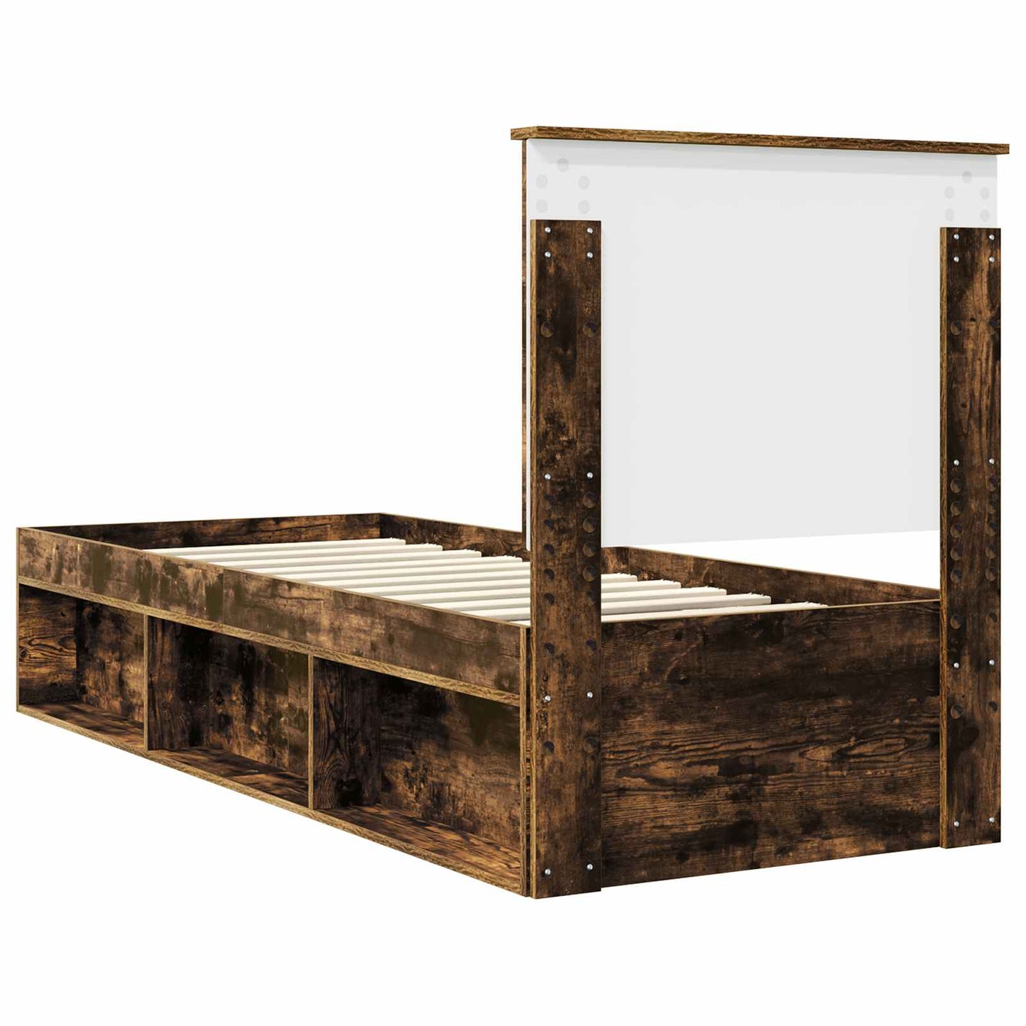 Bed Frame with Headboard Smoked Oak 75 x 190 cm Solid Pine Wood