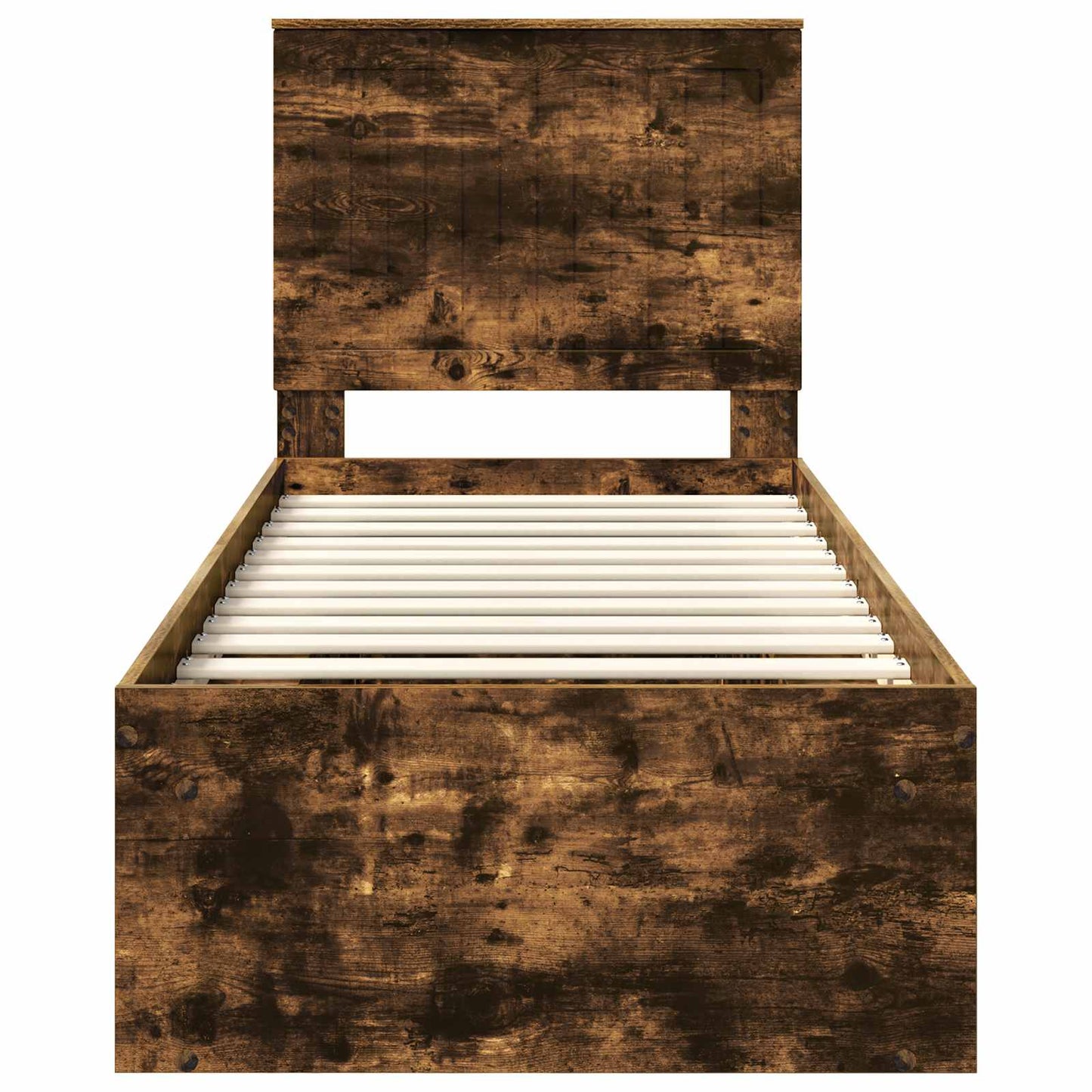 Bed Frame with Headboard Smoked Oak 75 x 190 cm Solid Pine Wood