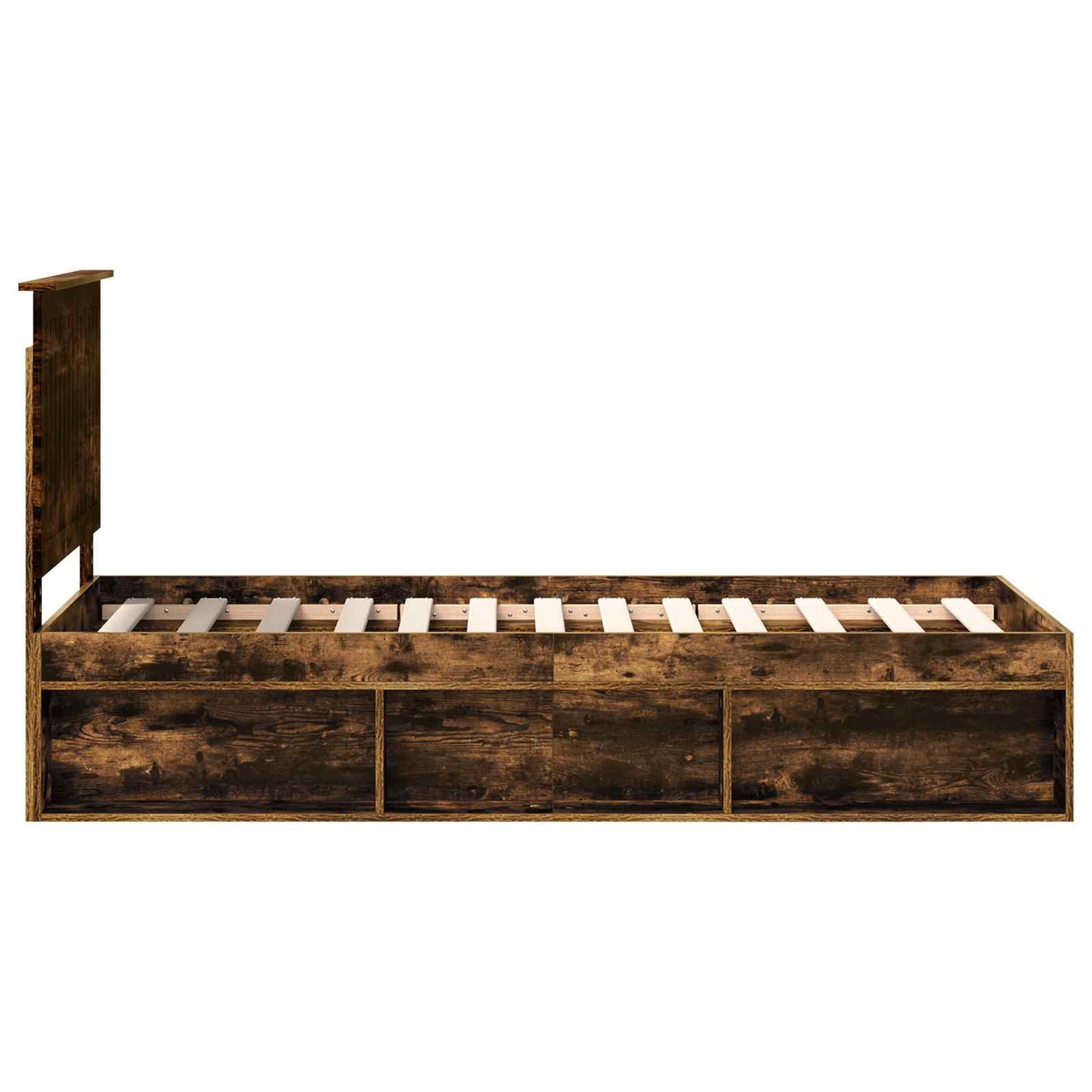 Bed Frame with Headboard Smoked Oak 75 x 190 cm Solid Pine Wood