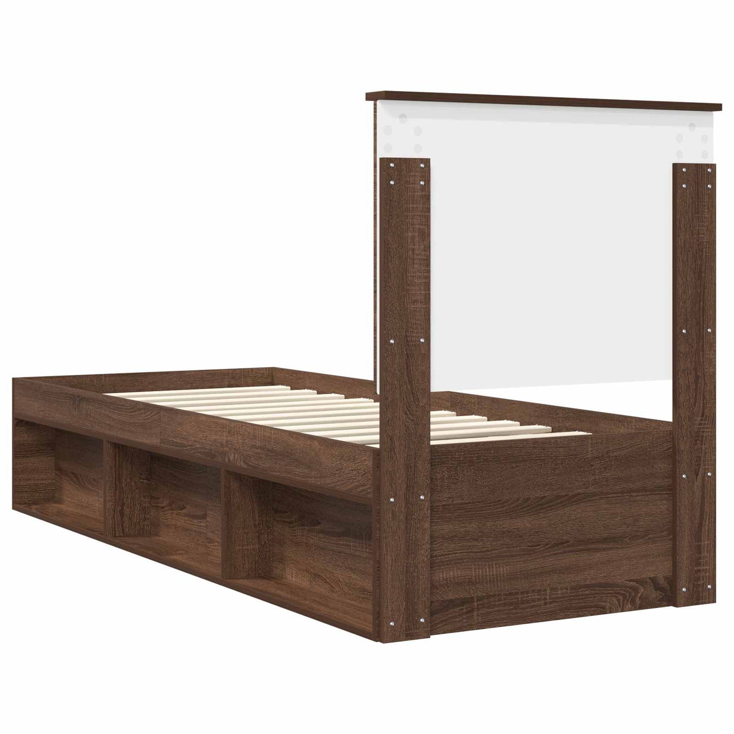 Bed Frame with Headboard Brown Oak 75 x 190 cm Solid Pine Wood