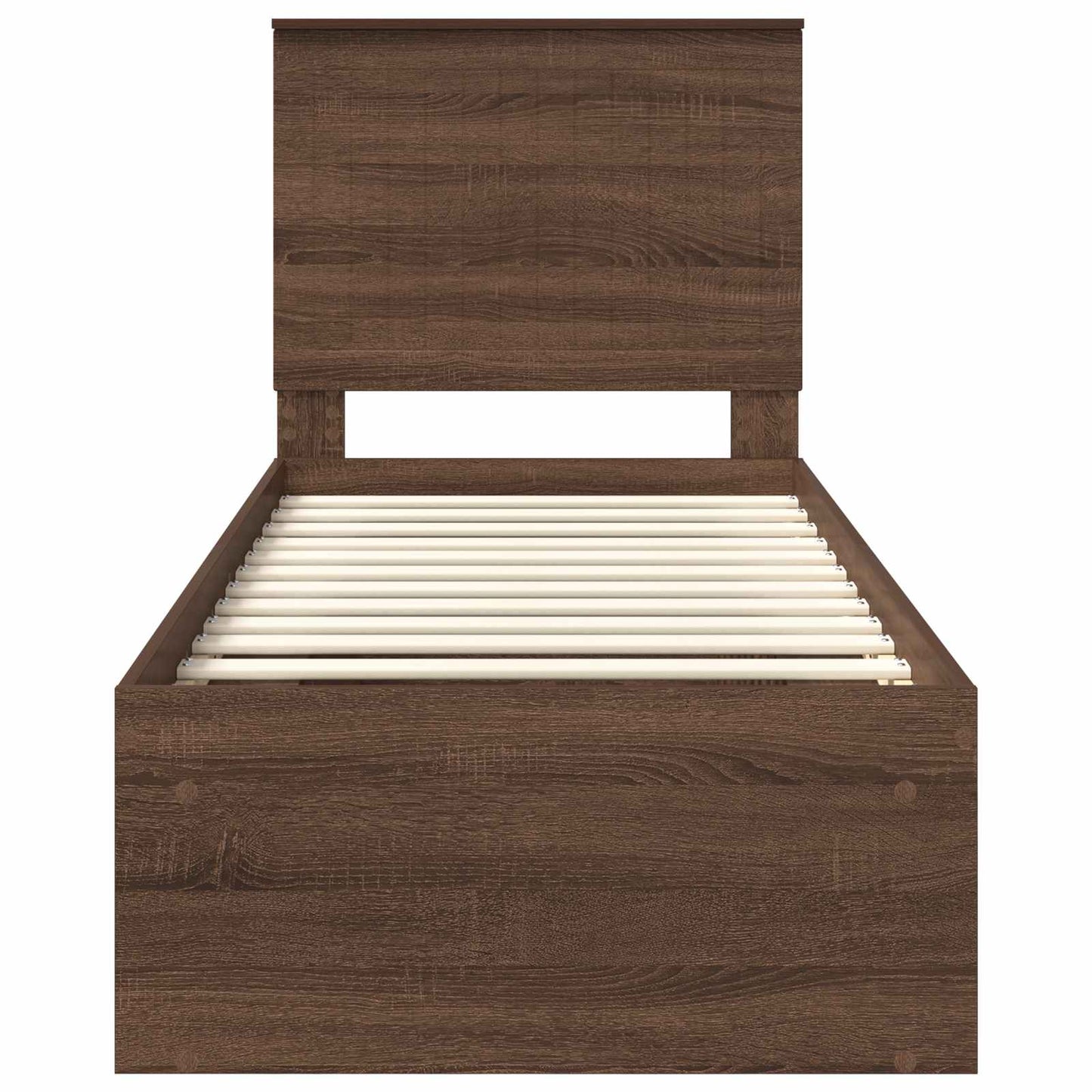Bed Frame with Headboard Brown Oak 75 x 190 cm Solid Pine Wood