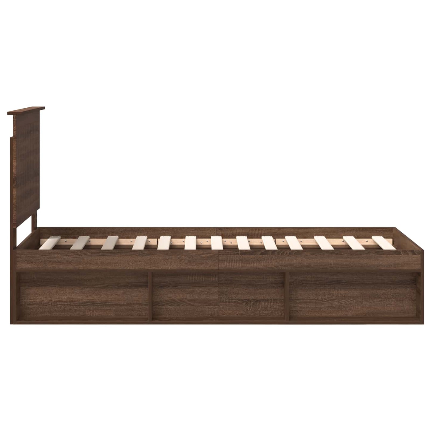 Bed Frame with Headboard Brown Oak 75 x 190 cm Solid Pine Wood