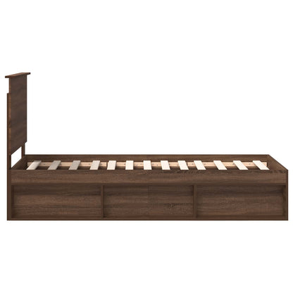 Bed Frame with Headboard Brown Oak 75 x 190 cm Solid Pine Wood