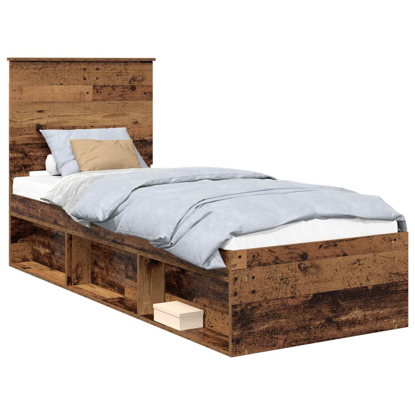Bed Frame with Headboard Old Wood 75 x 190 cm Solid Pine Wood