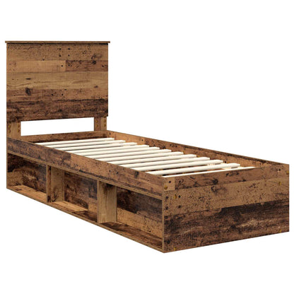 Bed Frame with Headboard Old Wood 75 x 190 cm Solid Pine Wood
