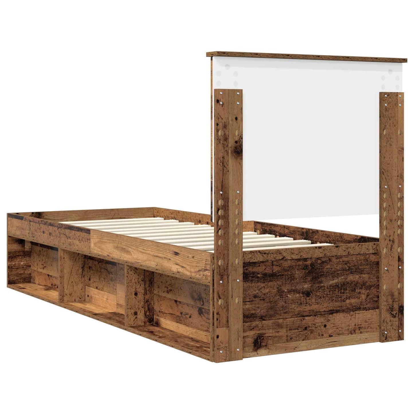 Bed Frame with Headboard Old Wood 75 x 190 cm Solid Pine Wood