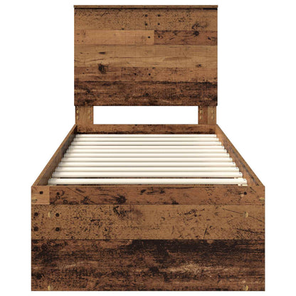 Bed Frame with Headboard Old Wood 75 x 190 cm Solid Pine Wood