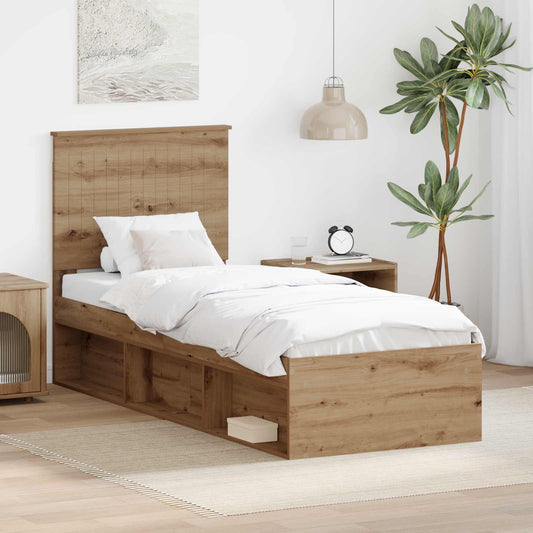 Bed Frame Artisian Oak 75 x 190 cm Solid Pine Wood
