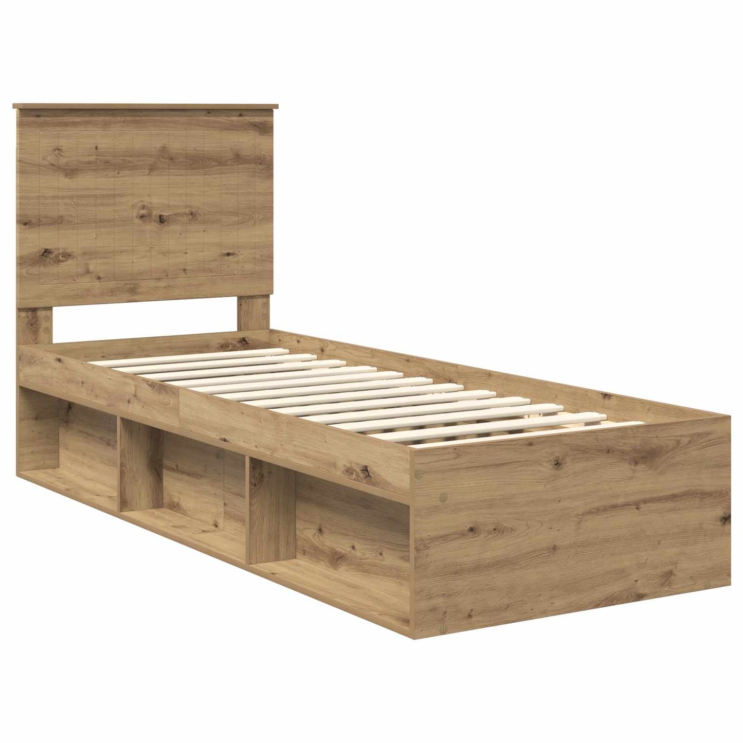 Bed Frame Artisian Oak 75 x 190 cm Solid Pine Wood