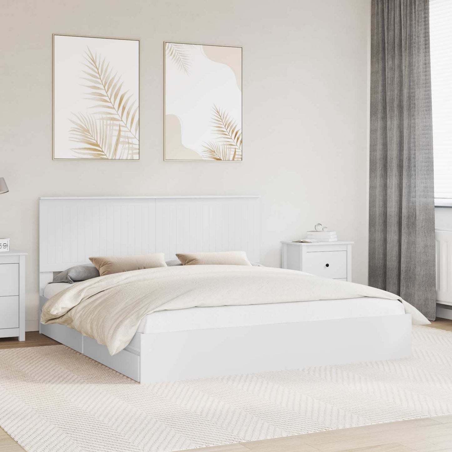 Storage Bed with Headboard White 180 x 200 cm Engineered Wood