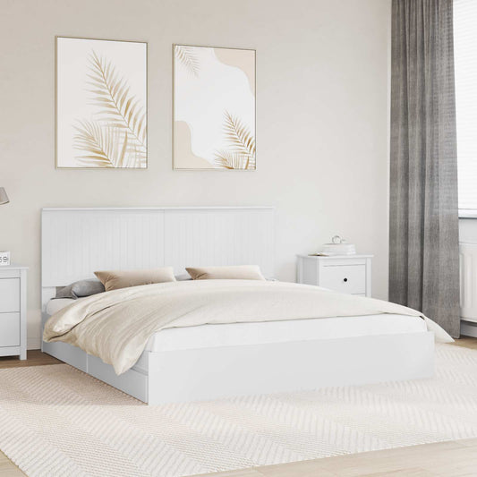 Storage Bed with Headboard White 180 x 200 cm Engineered Wood