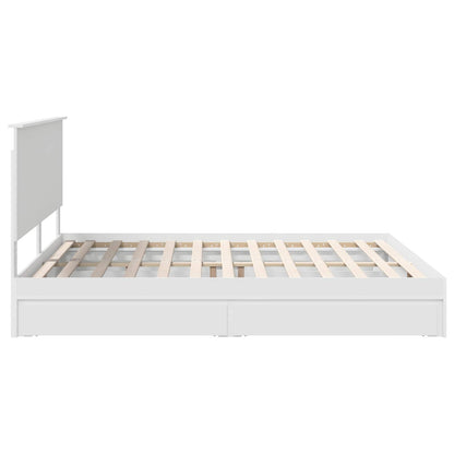 Storage Bed with Headboard White 180 x 200 cm Engineered Wood