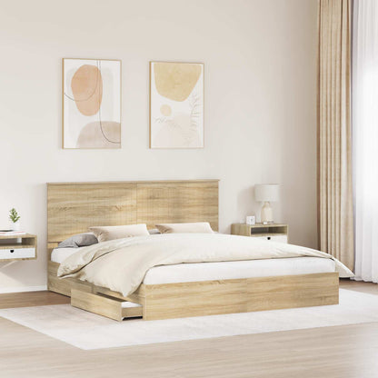 Storage Bed with Drawer Sonoma Oak 180 x 200 cm Engineered Wood