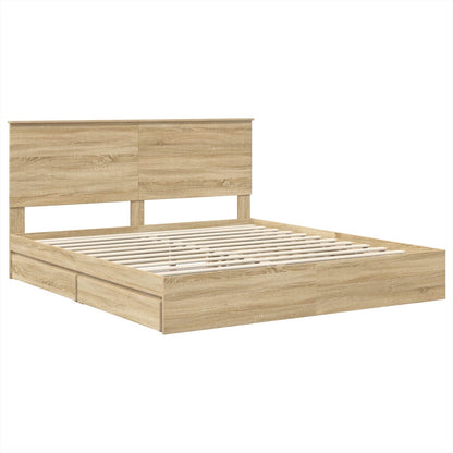 Storage Bed with Drawer Sonoma Oak 180 x 200 cm Engineered Wood