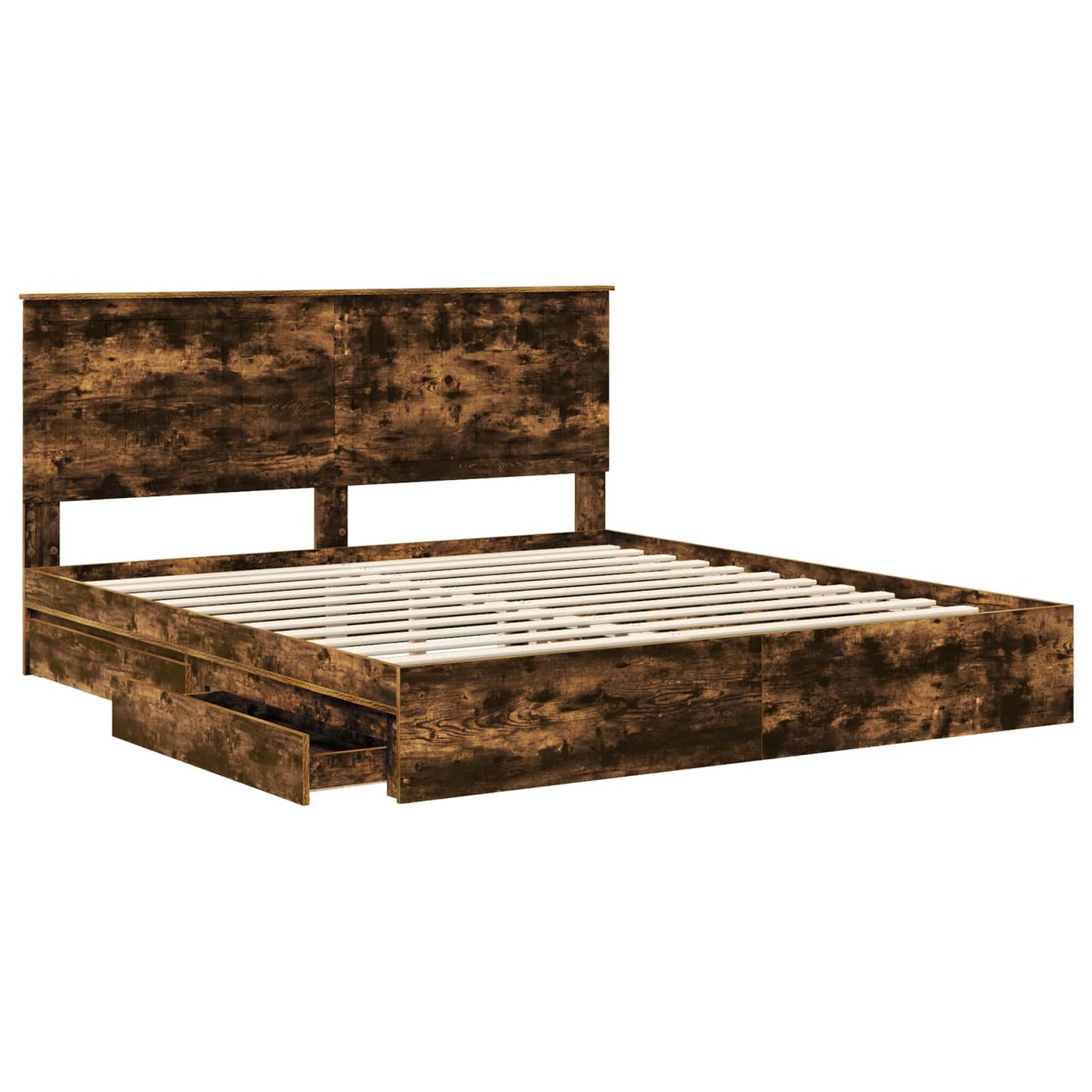 Storage Bed with Drawer Smoked Oak 180 x 200 cm Engineered Wood