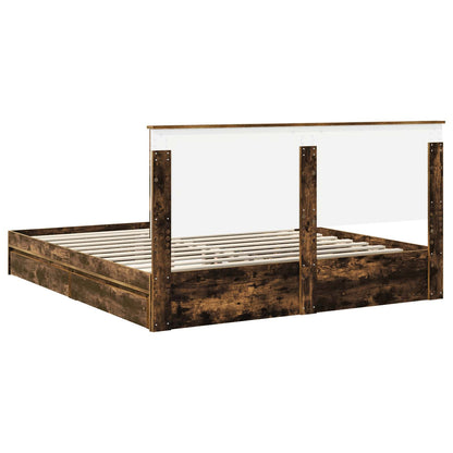 Storage Bed with Drawer Smoked Oak 180 x 200 cm Engineered Wood