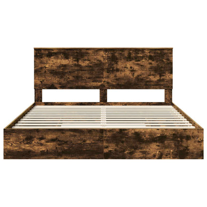Storage Bed with Drawer Smoked Oak 180 x 200 cm Engineered Wood