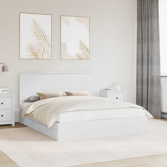 Storage Bed with Headboard White 160 x 200 cm Engineered Wood