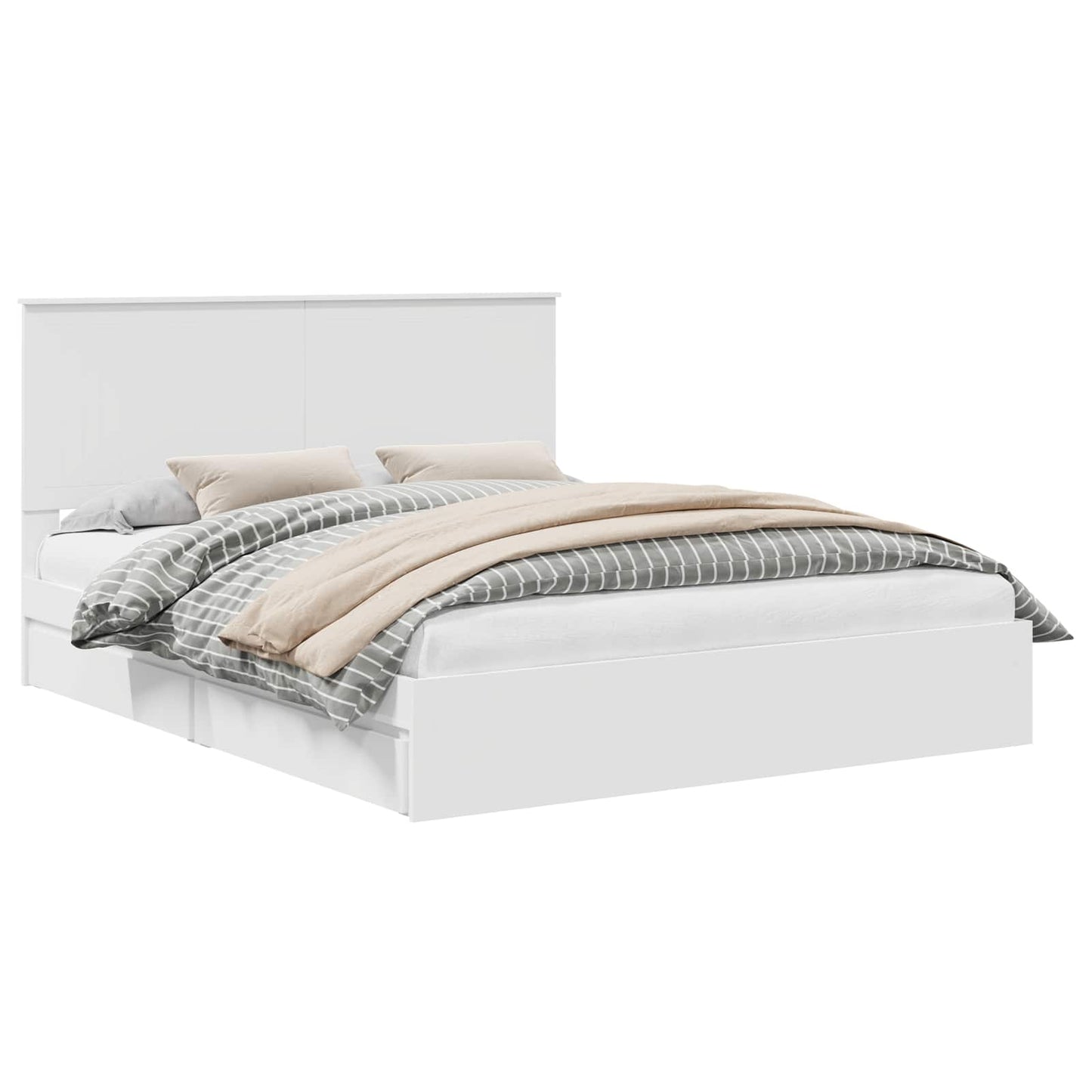 Storage Bed with Headboard White 160 x 200 cm Engineered Wood