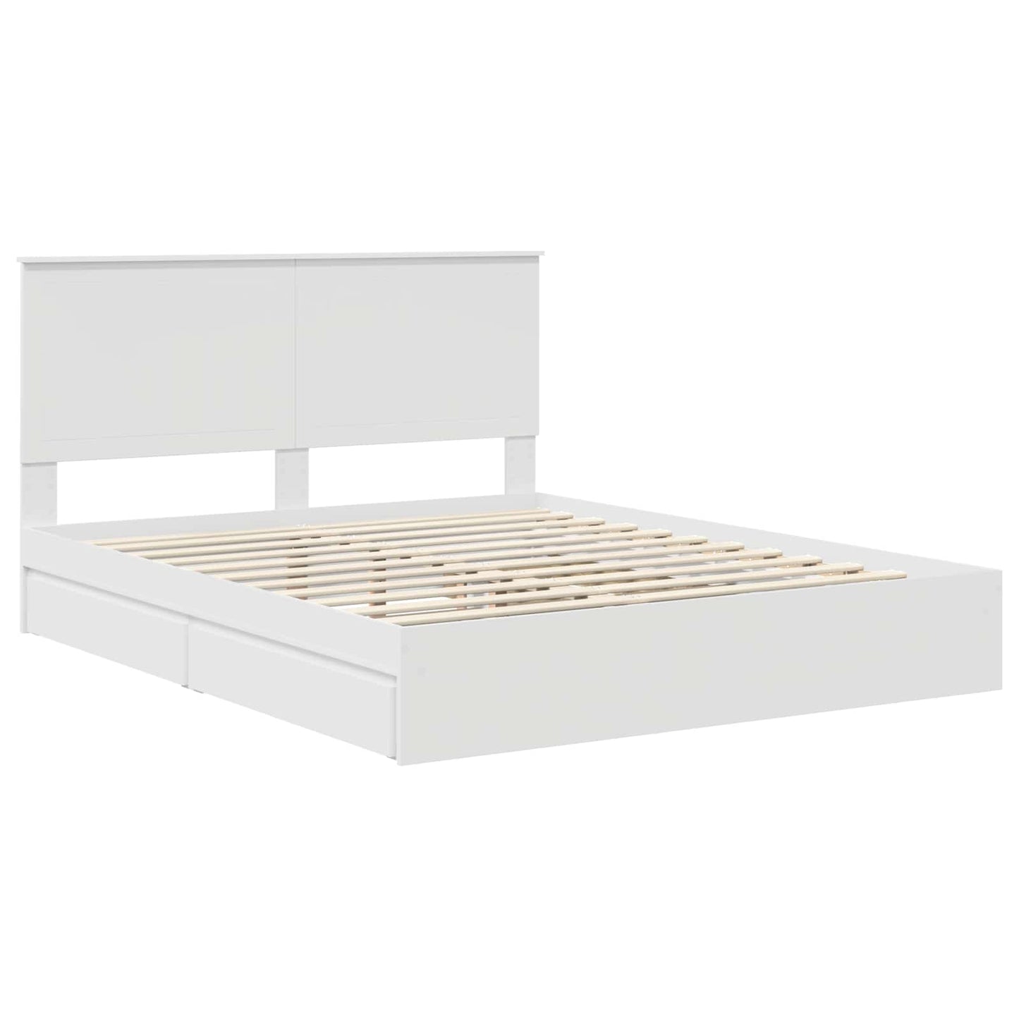 Storage Bed with Headboard White 160 x 200 cm Engineered Wood