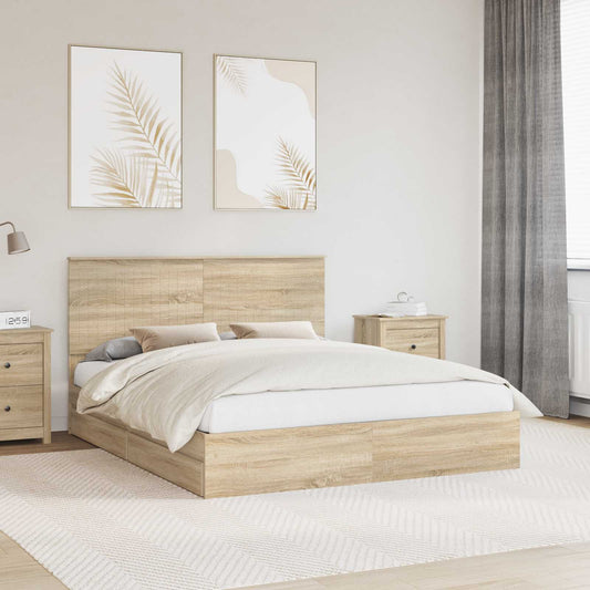Storage Bed with Drawer Sonoma Oak 160 x 200 cm Engineered Wood