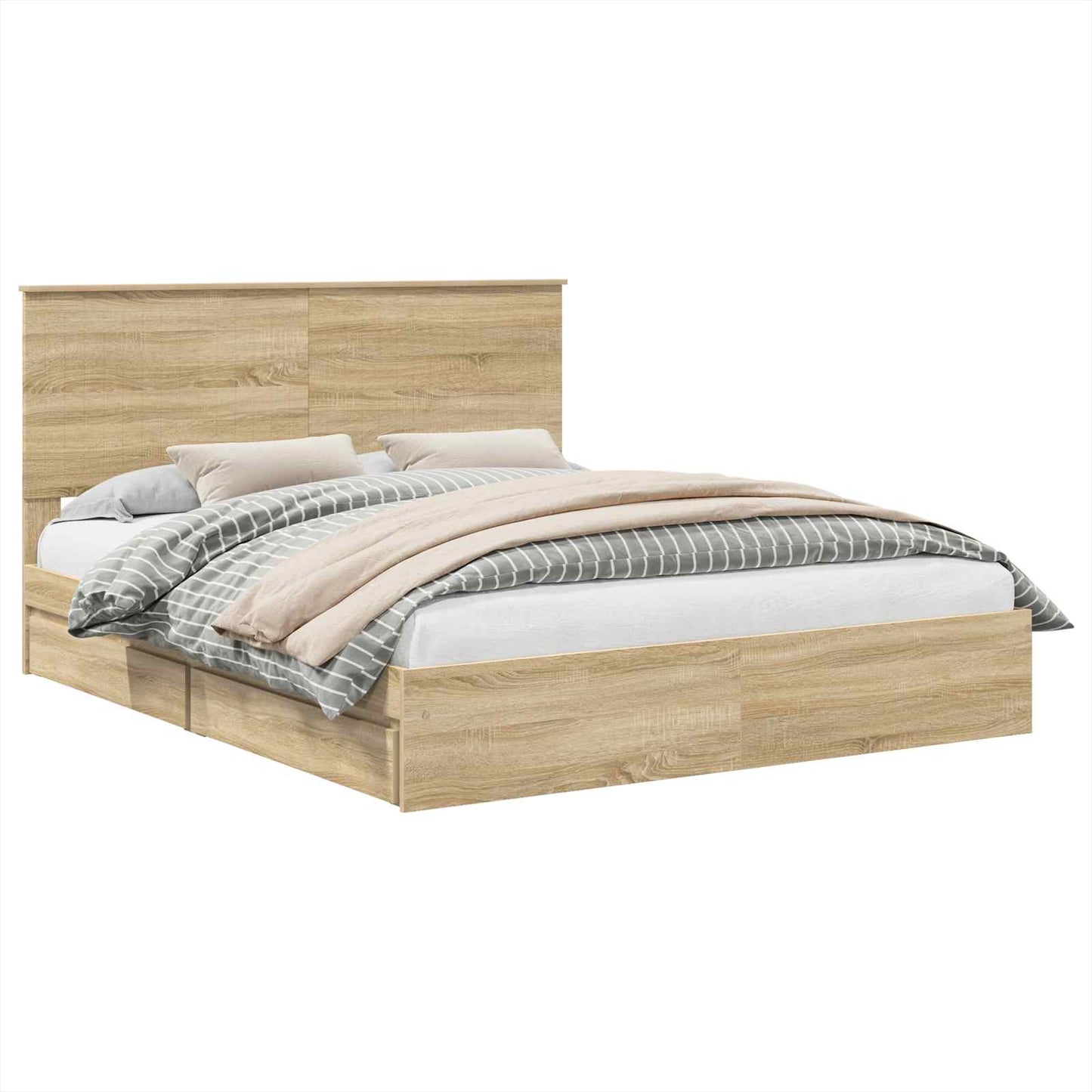 Storage Bed with Drawer Sonoma Oak 160 x 200 cm Engineered Wood