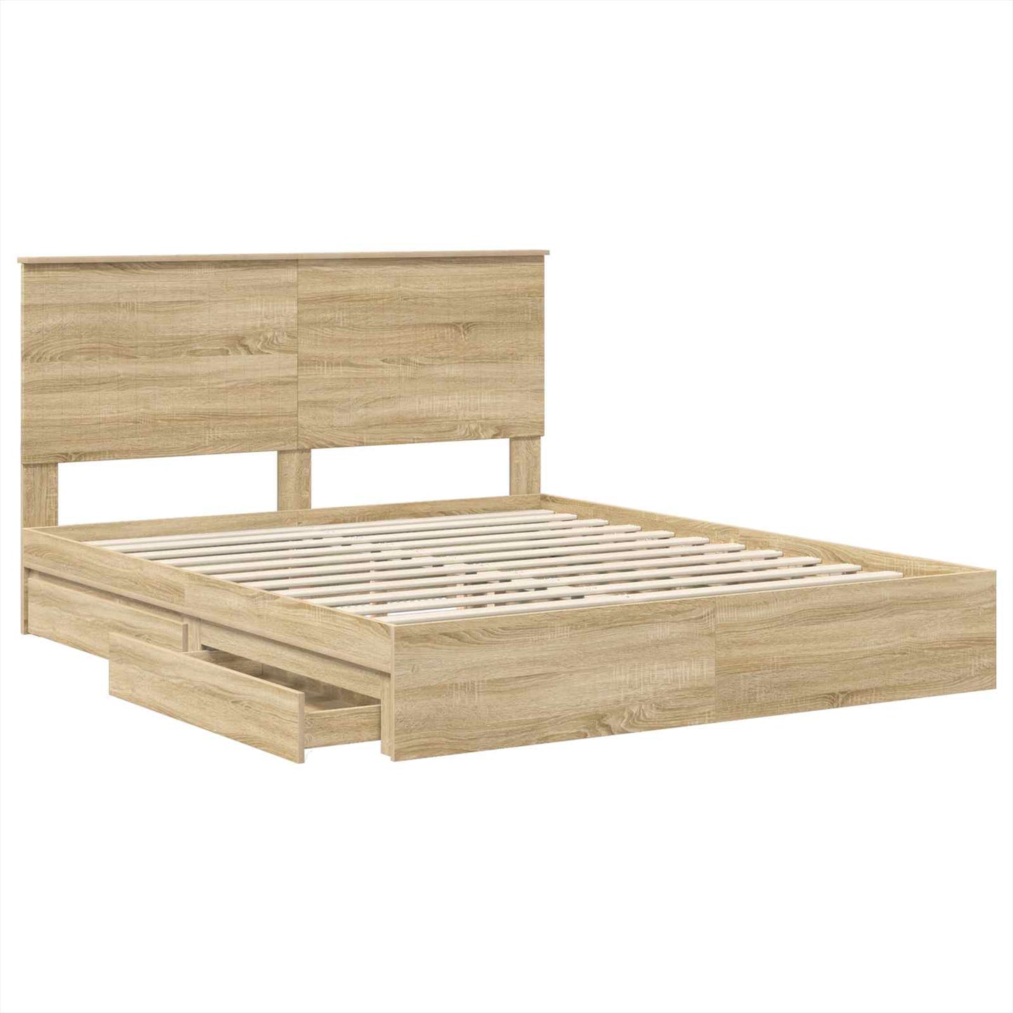 Storage Bed with Drawer Sonoma Oak 160 x 200 cm Engineered Wood