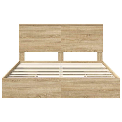 Storage Bed with Drawer Sonoma Oak 160 x 200 cm Engineered Wood