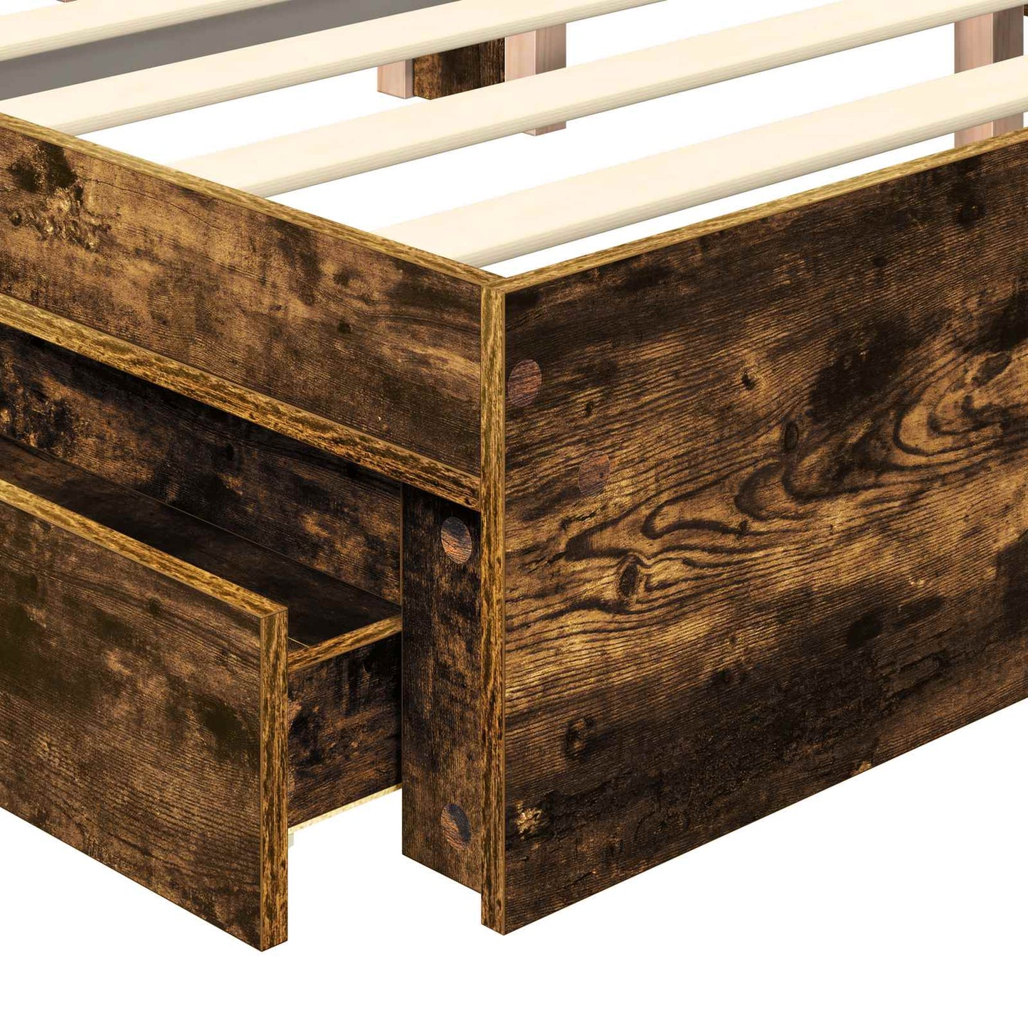 Storage Bed with Drawer Smoked Oak 160 x 200 cm Engineered Wood