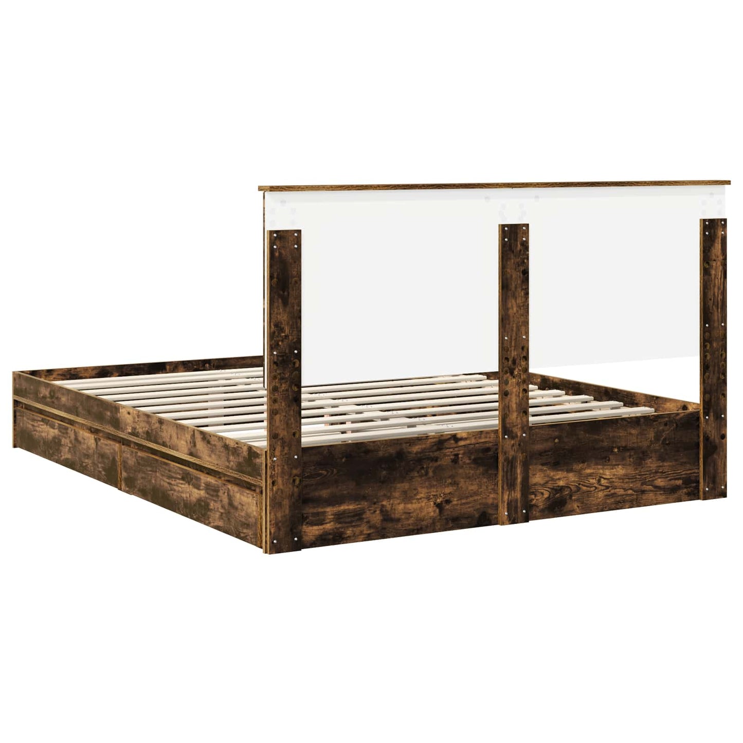 Storage Bed with Drawer Smoked Oak 160 x 200 cm Engineered Wood