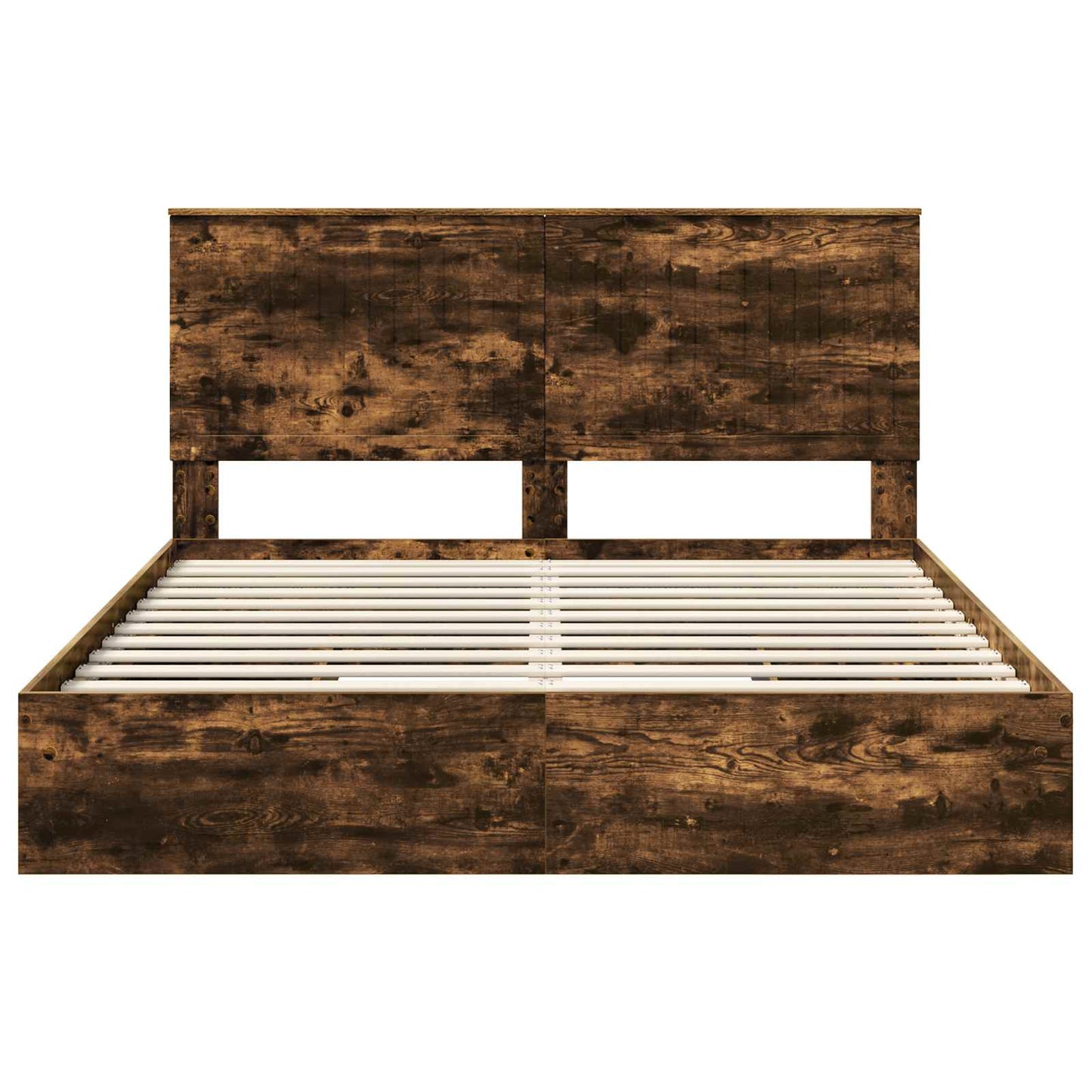 Storage Bed with Drawer Smoked Oak 160 x 200 cm Engineered Wood