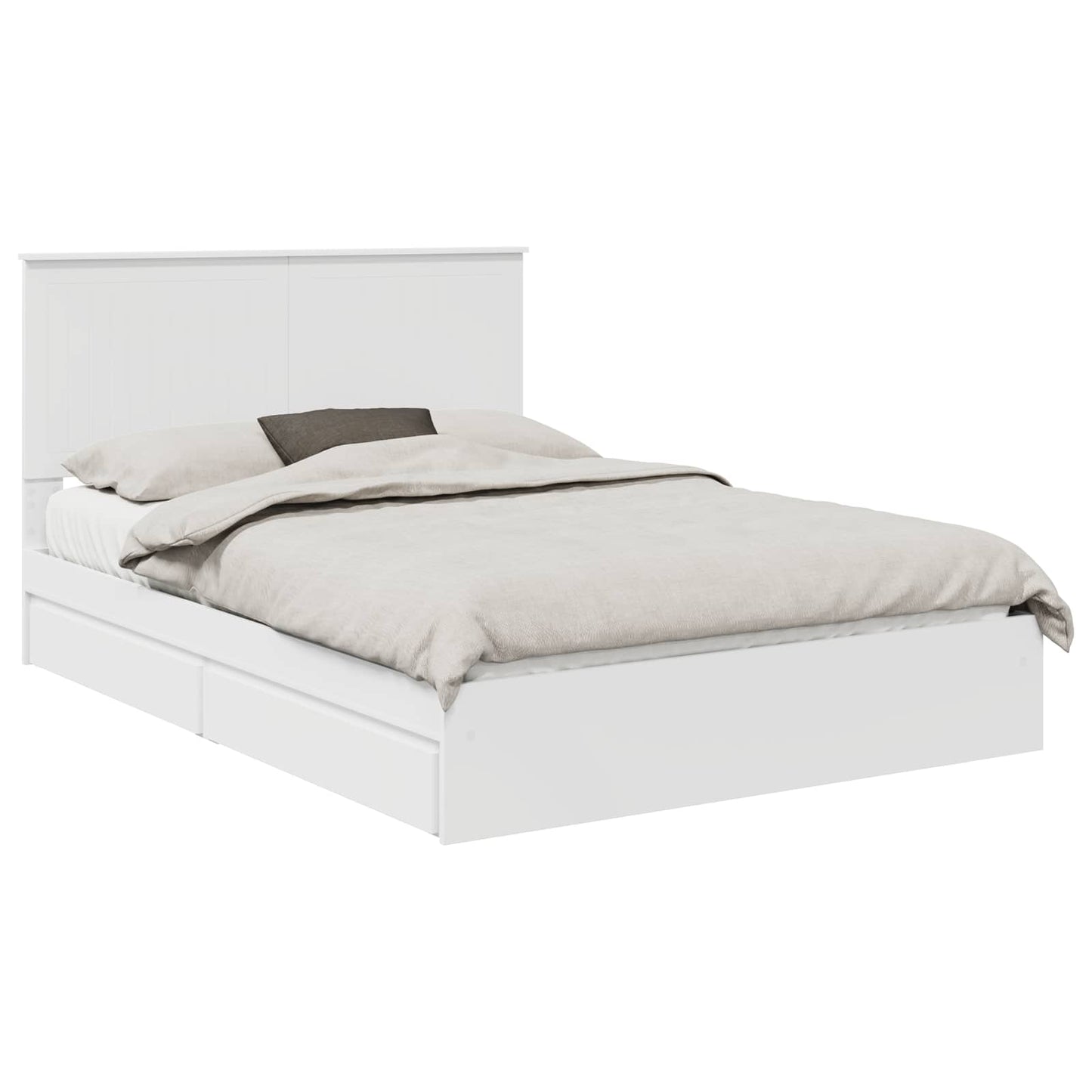 Storage Bed with Headboard White 140 x 200 cm Engineered Wood