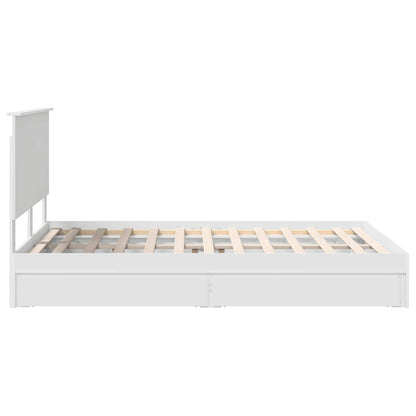 Storage Bed with Headboard White 140 x 200 cm Engineered Wood