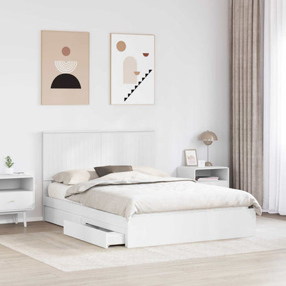Storage Bed with Headboard White 140 x 190 cm Engineered Wood