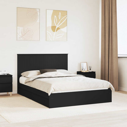 Storage Bed with Headboard Black 140 x 190 cm Engineered Wood