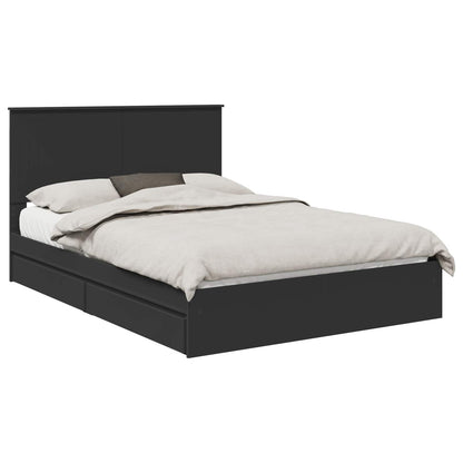 Storage Bed with Headboard Black 140 x 190 cm Engineered Wood