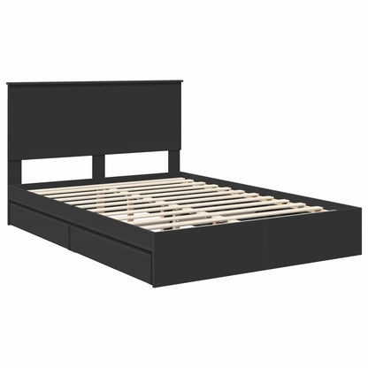 Storage Bed with Headboard Black 140 x 190 cm Engineered Wood