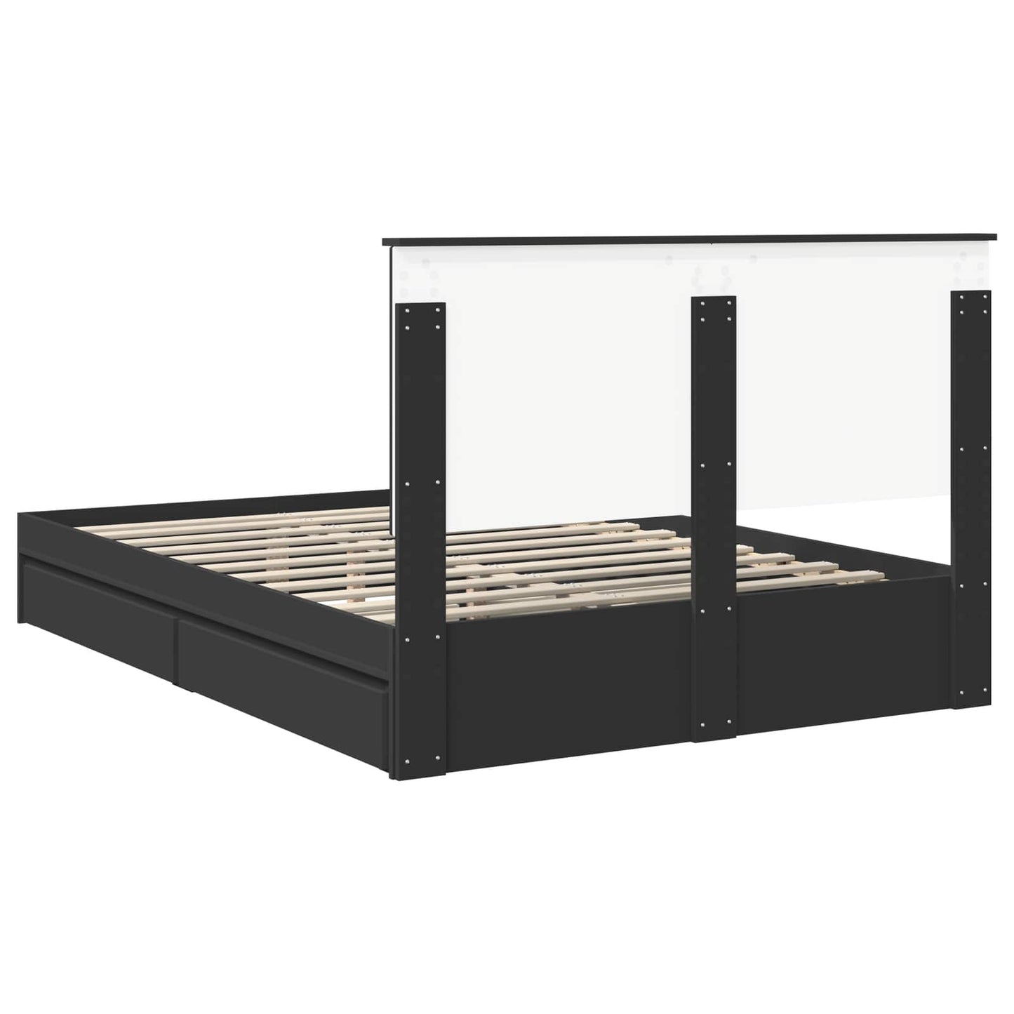 Storage Bed with Headboard Black 140 x 190 cm Engineered Wood