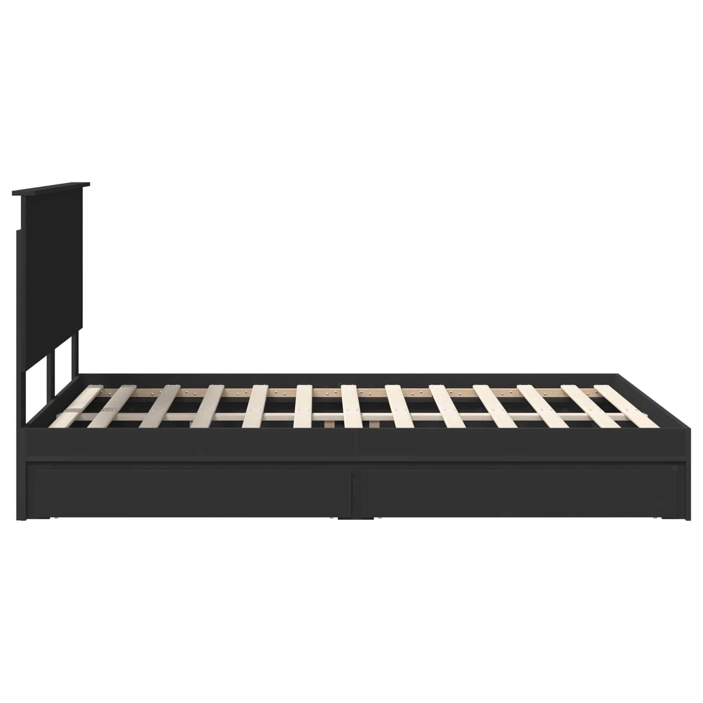 Storage Bed with Headboard Black 140 x 190 cm Engineered Wood