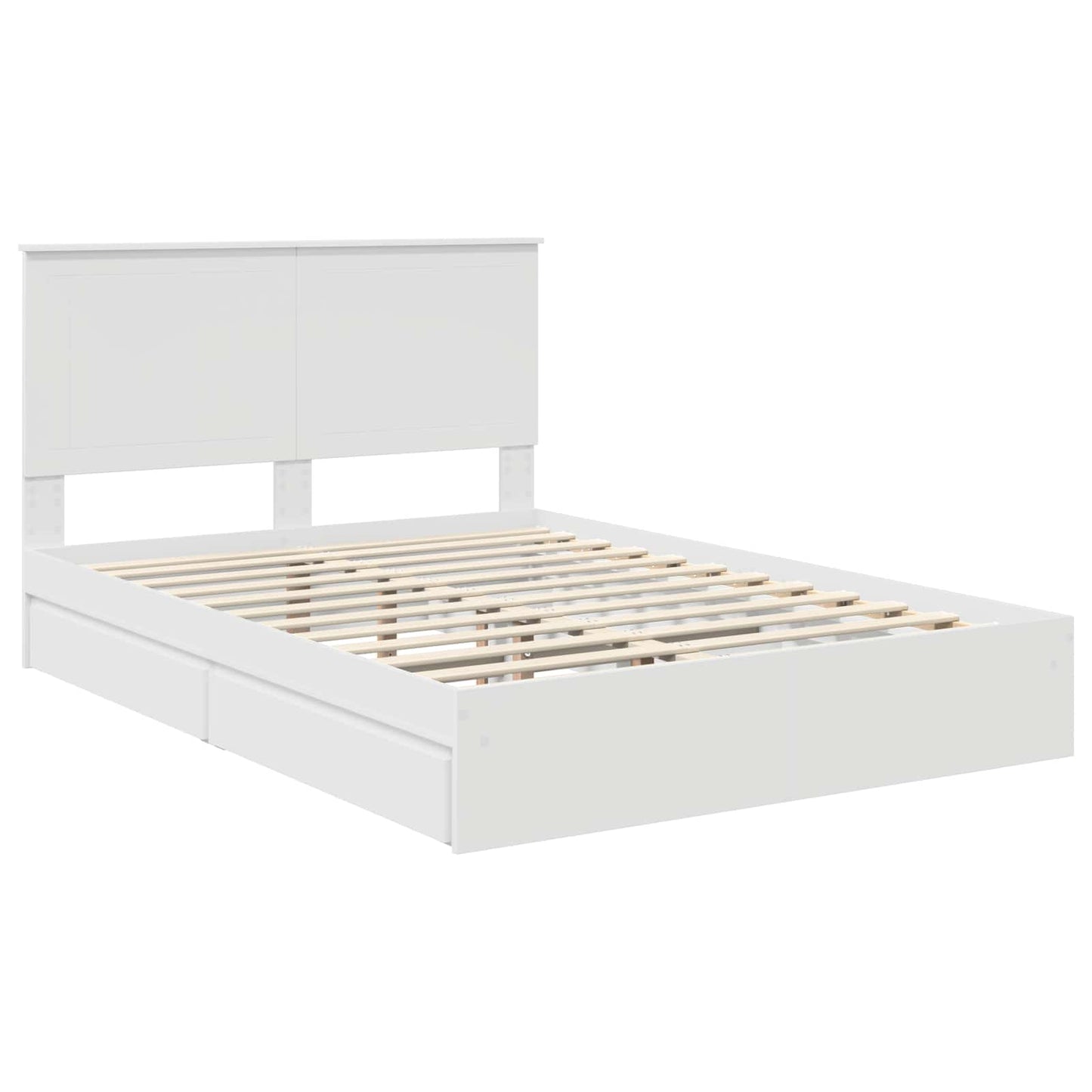 Storage Bed with Headboard White 135 x 190 cm Engineered Wood