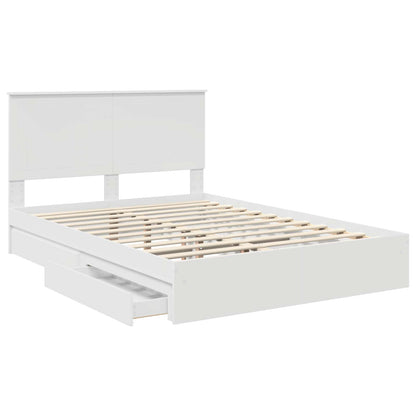 Storage Bed with Headboard White 135 x 190 cm Engineered Wood