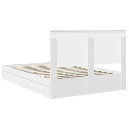 Storage Bed with Headboard White 135 x 190 cm Engineered Wood