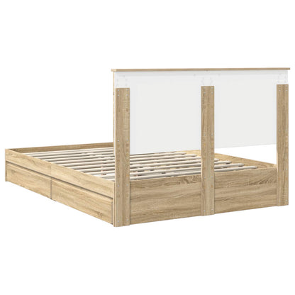 Storage Bed with Drawer Sonoma Oak 135 x 190 cm Engineered Wood