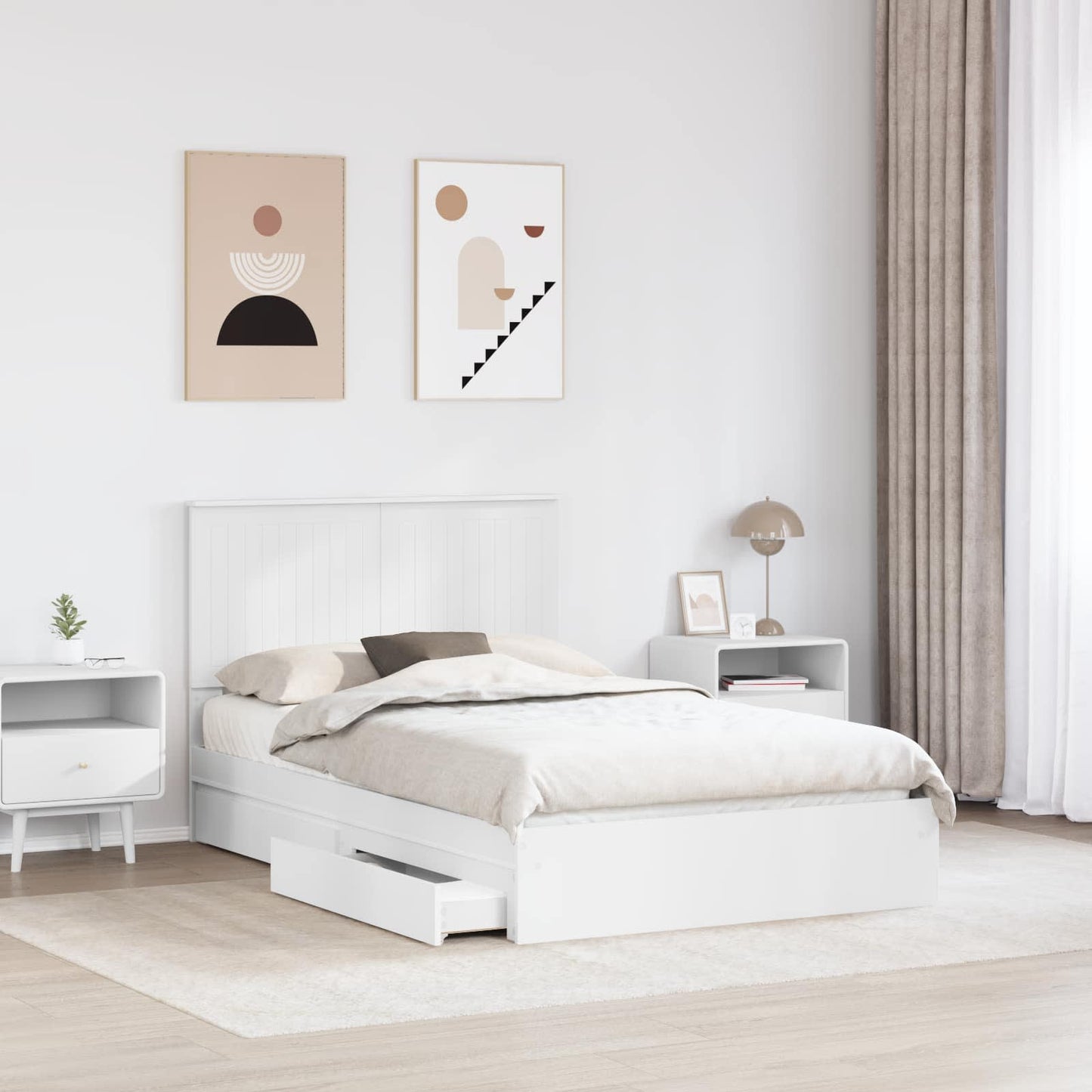 Storage Bed with Headboard White 120 x 200 cm Engineered Wood