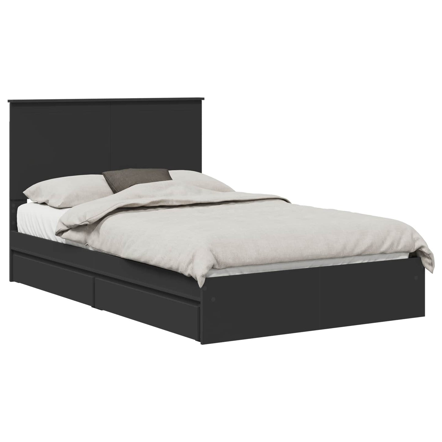Storage Bed with Headboard Black 120 x 200 cm Engineered Wood
