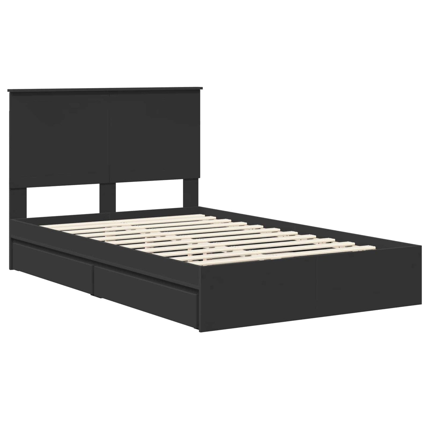 Storage Bed with Headboard Black 120 x 200 cm Engineered Wood