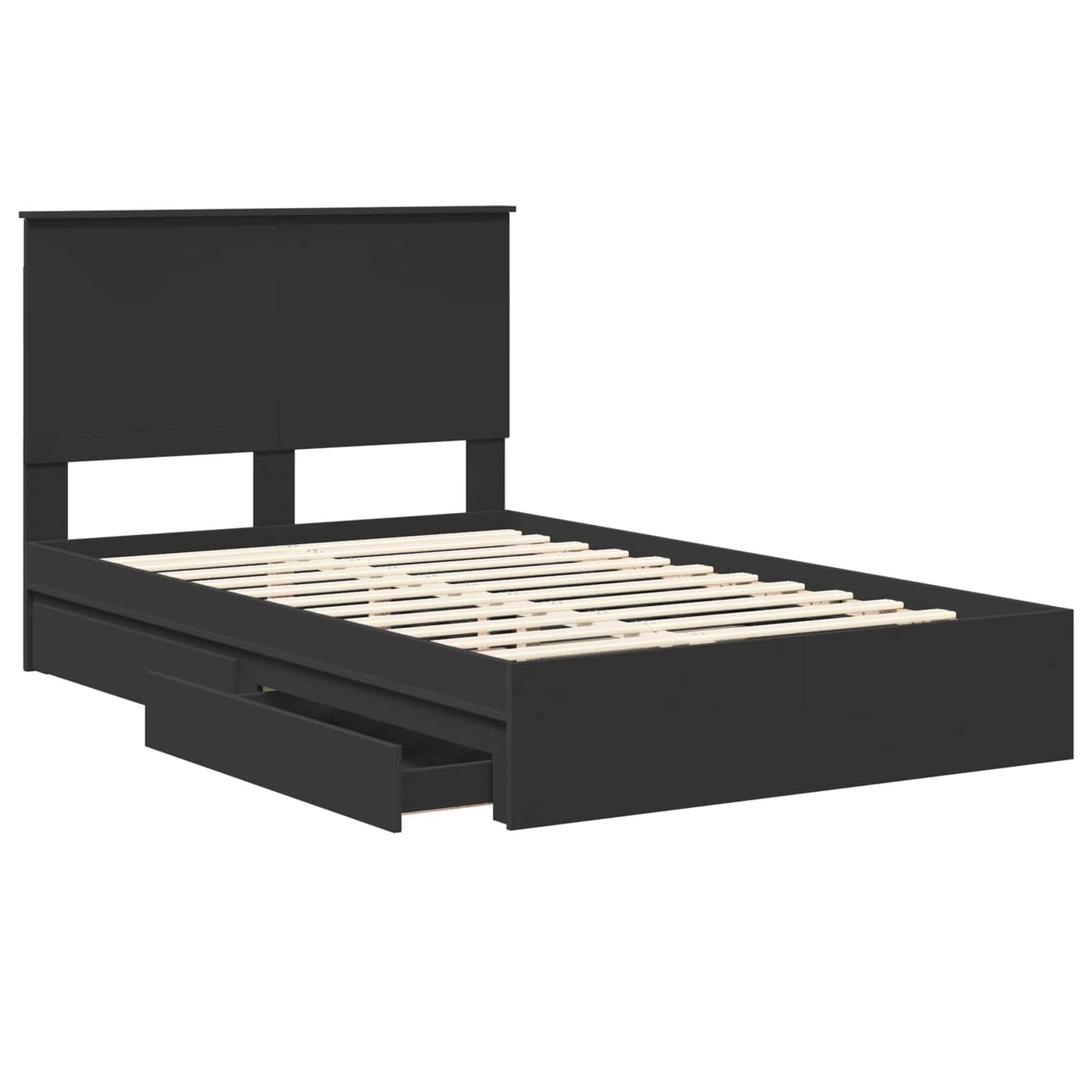 Storage Bed with Headboard Black 120 x 200 cm Engineered Wood